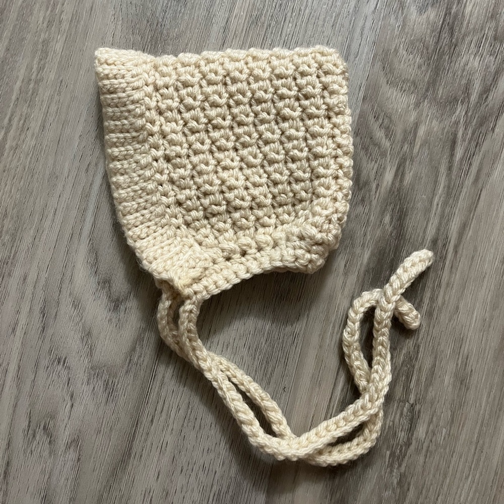 Cream Crochet Baby Bonnet